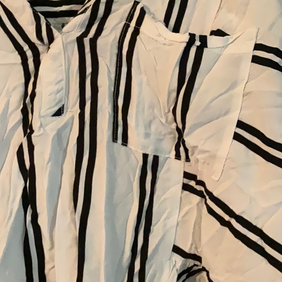 Cato XL Black and White Striped Long Sleeved Blouse - Picture 3 of 6